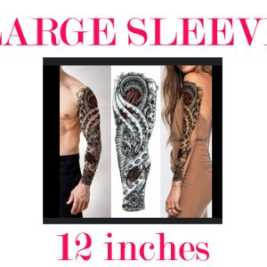 Realistic full sleeve temporary tattoo on male arm in Pakistan – bold, waterproof, and detailed ink design for forearm and upper arm, ideal for men