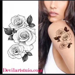 Rose Temporary Tattoo Sticker for Women in Pakistan – 3 Inches Waterproof Design